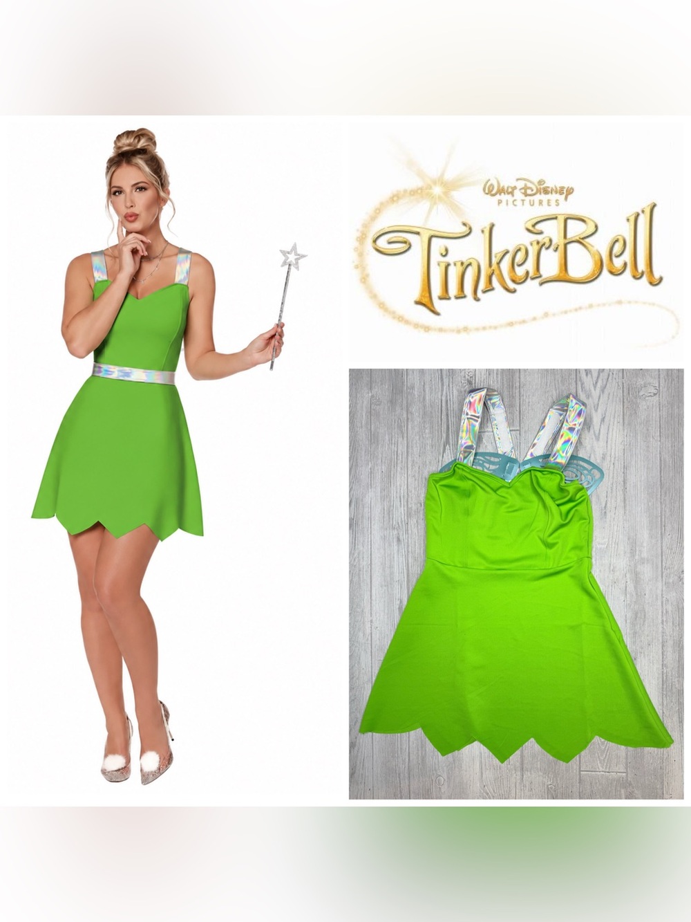 Disney tinker belle Peterpan Halloween costume dress with belt large cosplay